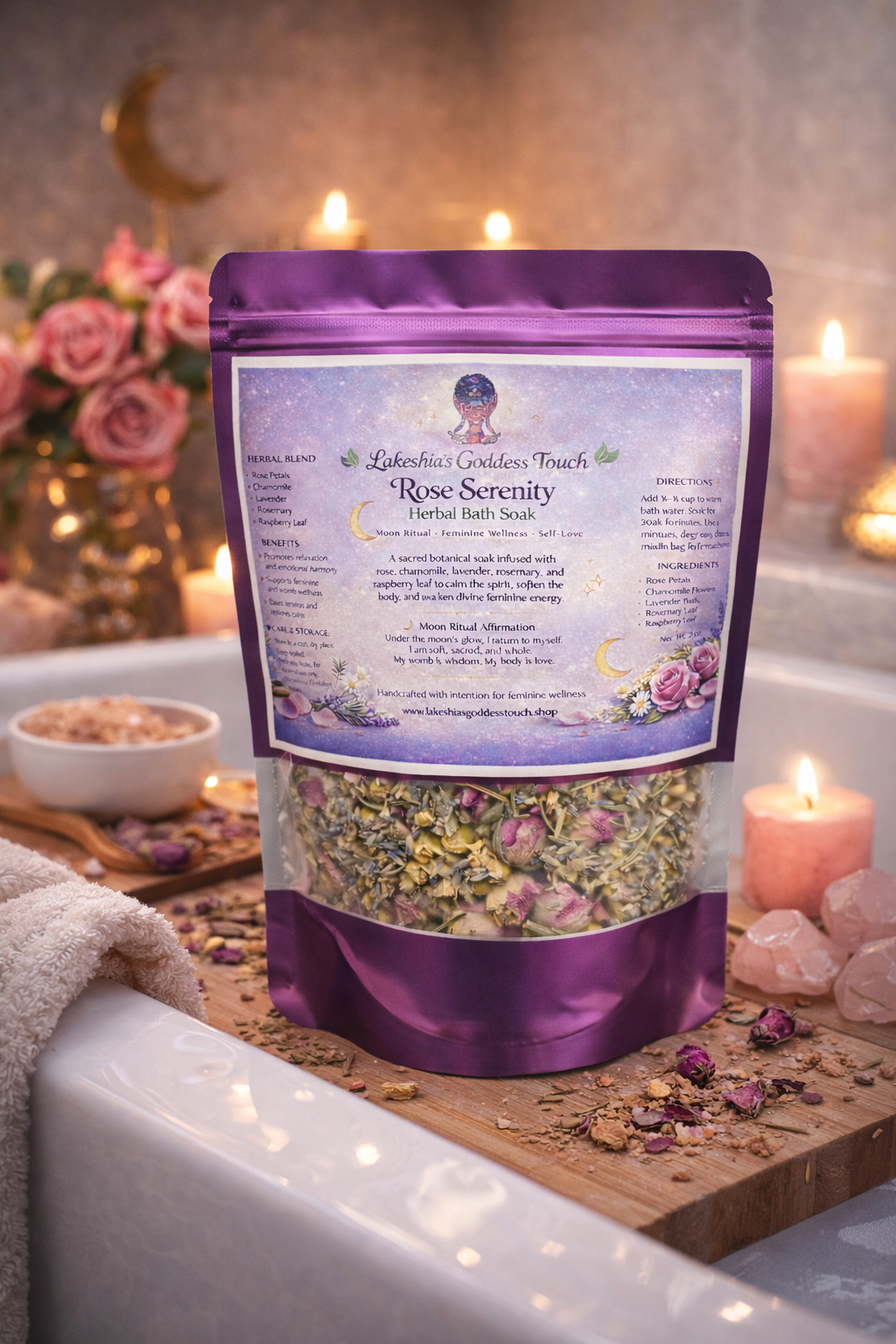Herbal Bath Soak- Lakeshia's Goddess Touch Rose Serenity